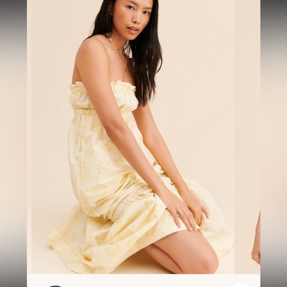 FREE PEOPLE Leanna Tube Dress ruffled maxi Dress Size X Small Ivory combo - Picture 3 of 14